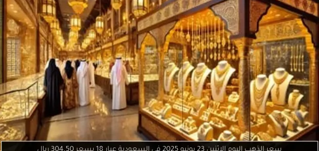 «اكتشف» سعر الذهب اليوم الاثنين 23 يونيو 2025 في السعودية: عيار 18 بـ 304.50 ريال!