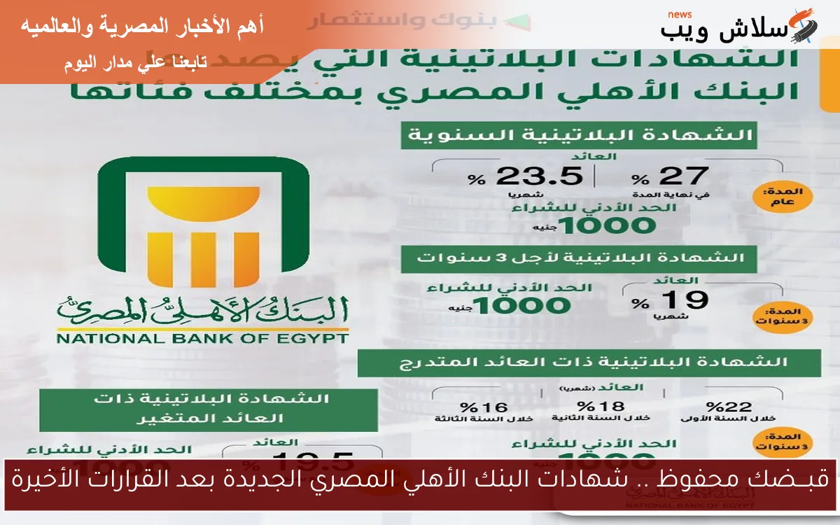 البنك الأهلي المصري يطلق شهادات جديدة بعد القرارات الأخيرة: استثمر بأمان مع عوائد مضمونة!